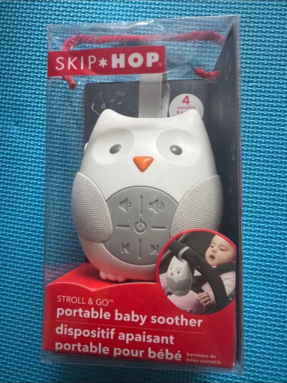 Skip Hop White & Gray Owl Portable Baby Soother with Orange Beak